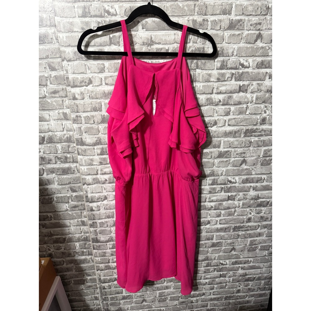 Maurices Hot Pink Ruffle Cold Shoulder Mini Dress NWT Size 1